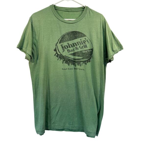 Unbranded Other - Johnnie's Bar and Grill New York Green Distressed T Shirt Size Large